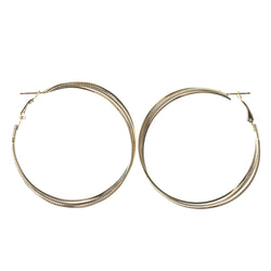 Gold-Tone Metal Hoop-Earrings #LQE1141