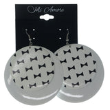 Bow Dangle-Earrings White & Silver-Tone Colored #LQE1143