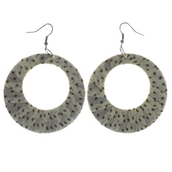 White & Brown Colored Fabric Dangle-Earrings #LQE1149