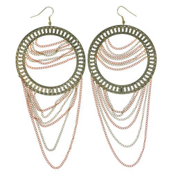 Gold-Tone & Orange Colored Metal Dangle-Earrings #LQE1150