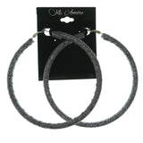 Glitter Sparkle Hoop-Earrings Purple & Silver-Tone Colored #LQE1151