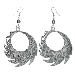 Silver-Tone Metal Dangle-Earrings With Bead Accents #LQE1153