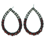 Red & Silver-Tone Colored Metal Dangle-Earrings With Crystal Accents #LQE1154