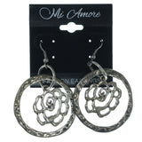 Rose Antique Dangle-Earrings Silver-Tone Color  #LQE1155