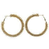 Gold-Tone Metal Hoop-Earrings With Bead Accents #LQE1156