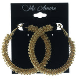 Gold-Tone Metal Hoop-Earrings With Bead Accents #LQE1156