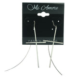 Cross Dangle-Earrings Silver-Tone Color  #LQE1160