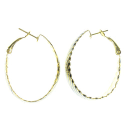 Striped Hoop-Earrings Gold-Tone & Black Colored #LQE1166