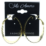 Striped Hoop-Earrings Gold-Tone & Black Colored #LQE1166