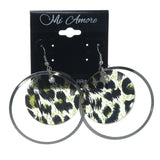 Leopard Dangle-Earrings With Crystal Accents Silver-Tone & Brown Colored #LQE1187