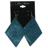 Glitter Sparkle Dangle-Earrings Blue & Silver-Tone Colored #LQE1188