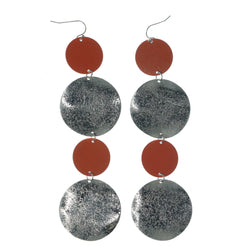 Orange & Silver-Tone Colored Metal Dangle-Earrings #LQE1190