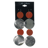 Orange & Silver-Tone Colored Metal Dangle-Earrings #LQE1190