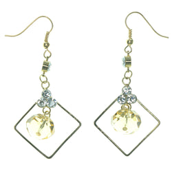 Gold-Tone & Silver-Tone Colored Metal Dangle-Earrings With Crystal Accents #LQE1196