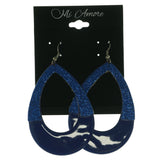 Blue & Silver-Tone Colored Metal Dangle-Earrings #LQE1201