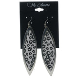 Glitter Sparkle Cheetah Dangle-Earrings Silver-Tone & Black Colored #LQE1202