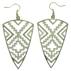 Gold-Tone & White Colored Metal Dangle-Earrings #LQE1216