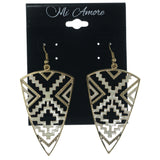 Gold-Tone & White Colored Metal Dangle-Earrings #LQE1216