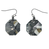 Gray & Silver-Tone Colored Metal Dangle-Earrings With Crystal Accents #LQE1225