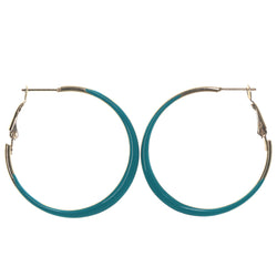 Blue & Gold-Tone Colored Metal Hoop-Earrings #LQE1226