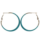 Blue & Gold-Tone Colored Metal Hoop-Earrings #LQE1226