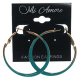 Blue & Gold-Tone Colored Metal Hoop-Earrings #LQE1226