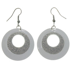 Glitter Sparkle Dangle-Earrings White & Silver-Tone Colored #LQE1227