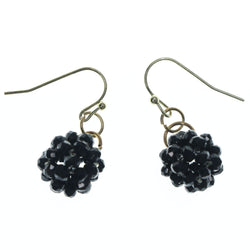 Black & Gold-Tone Colored Metal Dangle-Earrings With Crystal Accents #LQE1233