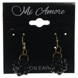 Black & Gold-Tone Colored Metal Dangle-Earrings With Crystal Accents #LQE1233