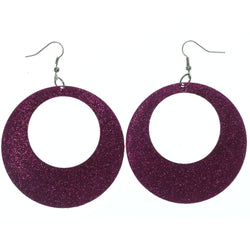 Glitter Sparkle Dangle-Earrings Pink & Silver-Tone Colored #LQE1237