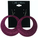 Glitter Sparkle Dangle-Earrings Pink & Silver-Tone Colored #LQE1237