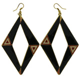 Heart Dangle-Earrings Black & Red Colored #LQE123