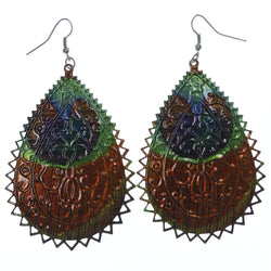 Colorful & Silver-Tone Colored Metal Dangle-Earrings #LQE1251