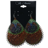Colorful & Silver-Tone Colored Metal Dangle-Earrings #LQE1251