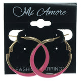 Pink & Gold-Tone Colored Metal Hoop-Earrings #LQE1253