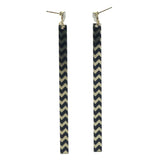 Gold-Tone & Black Colored Metal Dangle-Earrings With Crystal Accents #LQE1266