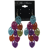 Colorful & Silver-Tone Colored Metal Chandelier-Earrings #LQE1267