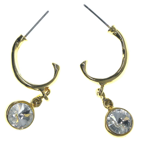 Gold-Tone & Silver-Tone Colored Metal Dangle-Earrings With Crystal Accents #LQE1272
