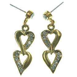 Heart Dangle-Earrings With Crystal Accents Gold-Tone & Silver-Tone Colored #LQE1275