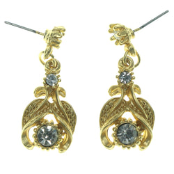 Gold-Tone Metal Dangle-Earrings With Crystal Accents #LQE1276