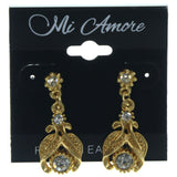 Gold-Tone Metal Dangle-Earrings With Crystal Accents #LQE1276