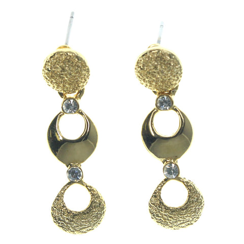 Gold-Tone Metal Dangle-Earrings With Crystal Accents #LQE1277