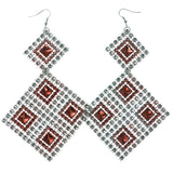 Pink & Silver-Tone Colored Metal Dangle-Earrings #LQE1281