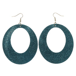 Sparkle Glitter Dangle-Earrings Blue & Silver-Tone Colored #LQE1284