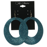 Sparkle Glitter Dangle-Earrings Blue & Silver-Tone Colored #LQE1284