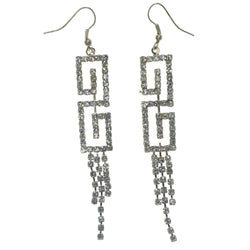 Silver-Tone Metal Dangle-Earrings With Crystal Accents #LQE1291