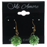 Green & Gold-Tone Colored Metal Dangle-Earrings With Crystal Accents #LQE1293