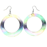 Shell Dangle-Earrings Colorful & Silver-Tone Colored #LQE1294
