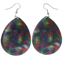 Feather Dangle-Earrings Colorful & Silver-Tone Colored #LQE1299