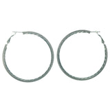 Silver-Tone Metal Hoop-Earrings #LQE1302
